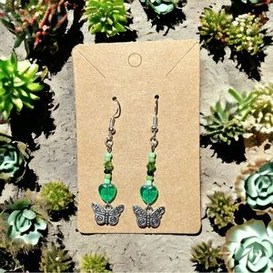 Handmade Green Butterfly Earrings